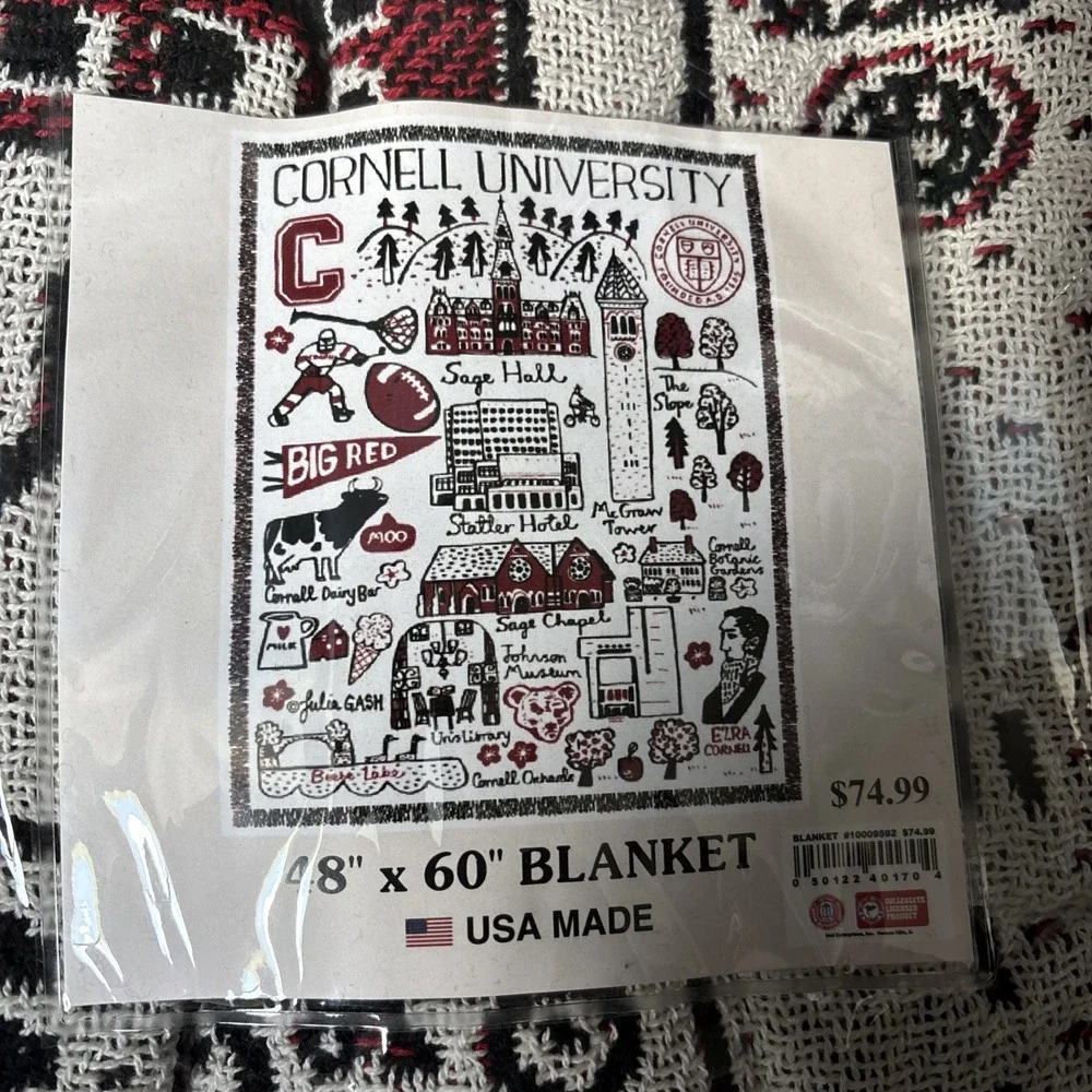 VTG Cornell University Afghan Tapestry Throw Blanket 48